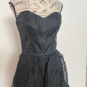VTG Helene Sidel Black100% Silk‎ Strapless Tiered Gown Size 10 Formal Evening
